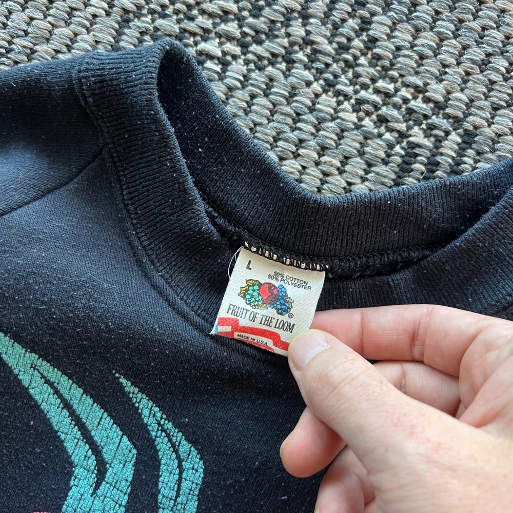 Vintage Nature Sweatshirt Mens Large Black Paradise Destination Bahamas Parrots - Picture 3 of 5
